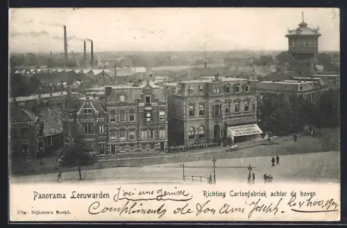 AK Leeuwarden, Panorama Richting Cartonfabriek achter de hoven