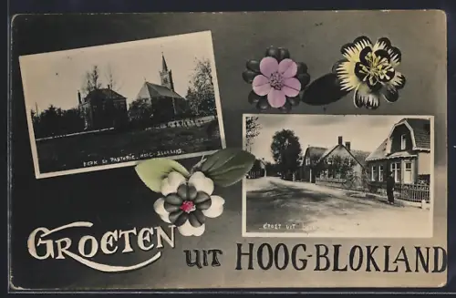 AK Hoog-Blokland, Kerk en Pastorie, Straat, Bloemen