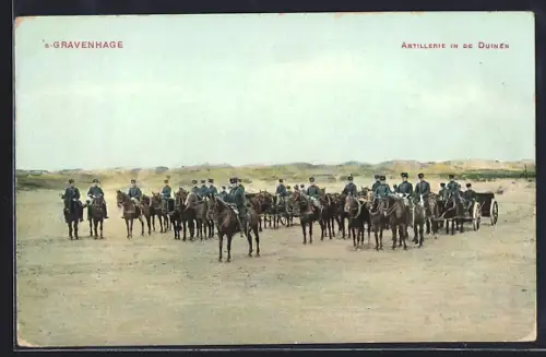 AK `s-Gravenhage, niederländische berittene Artillerie in den Dünen