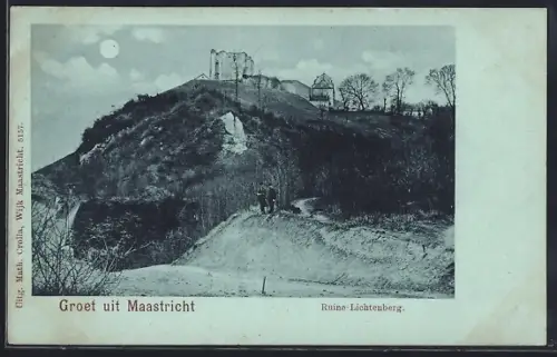 Mondschein-AK Maastricht, Ruine Lichtenberg
