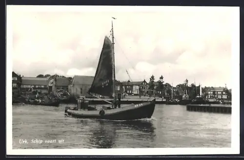 AK Urk, Schip vaart uit, Segelschiff