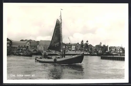 AK Urk, Schip vaart uit, Segelschiff