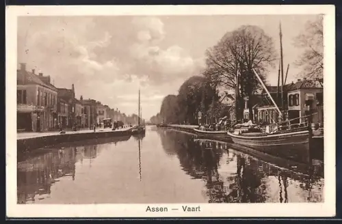 AK Assen, Vaart, Segelboote auf dem Fluss