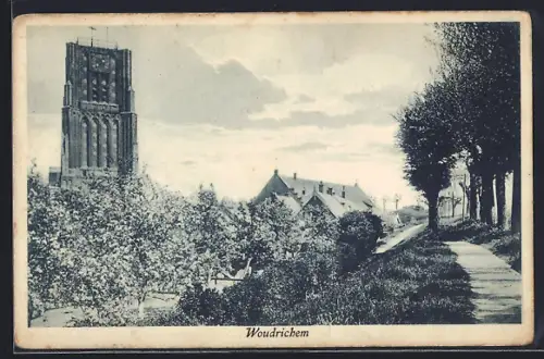 AK Woudrichem, Strassenpartie mit Turm