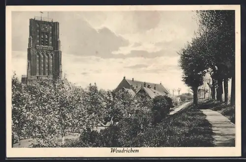 AK Woudrichem, Strassenpartie mit Turm