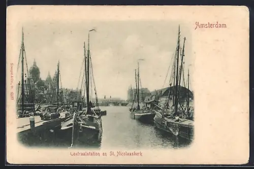 AK Amsterdam, Centraalstation en St. Nicolaaskerk