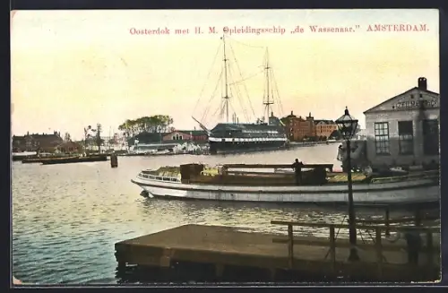 AK Amsterdam, Oosterdok met h. M. Opleidingsschip de Wassenaar