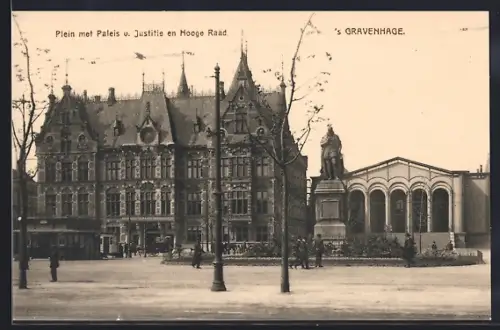 AK `s Gravenhage, Plein met Paleis v. Justitie en Hooge Raad
