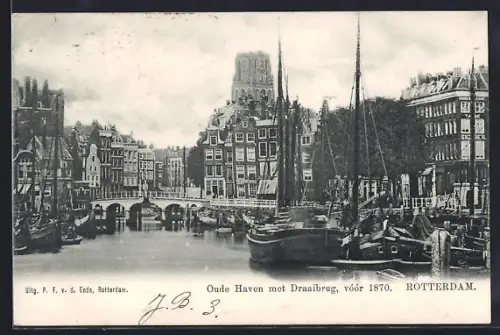 AK Rotterdam, Oude Haven met Draaibrug, vóór 1870