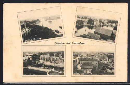 AK Zaandam, Teilansicht, Brücke, Uferpartie
