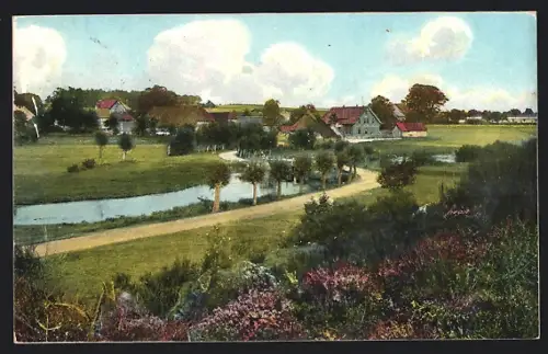 AK Emmendorf a. d. Ilmenau i. Lüneburger Heide, Landschaftsblick mit Partie am Flussufer