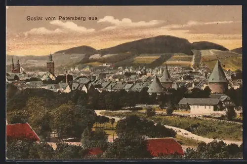 AK Goslar, Ortsansicht vom Petersberg aus