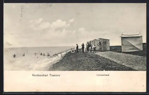 AK Tossens, Herrenstrand mit Badehütten