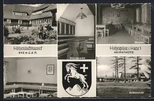 AK Hohegeiss /Harz, Heimathütte, Innenansichten Aufenthaltsraum und Essraum