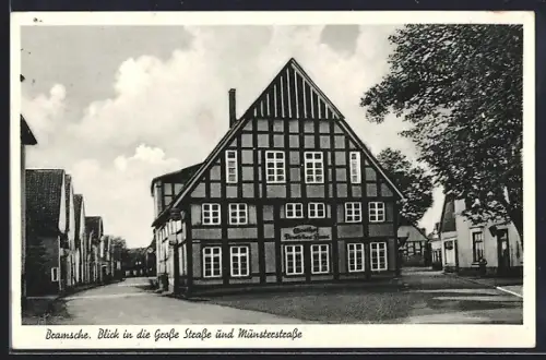 AK Bramsche, Blick in die Grosse Strasse und Münsterstrasse