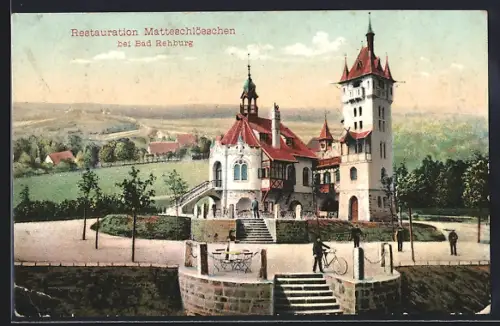 AK Bad Rehburg, Gasthaus Matteschlösschen, Fahrrad