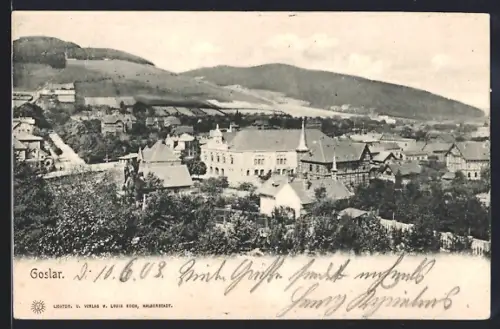 AK Goslar, Teilansicht mit Strassenpartie