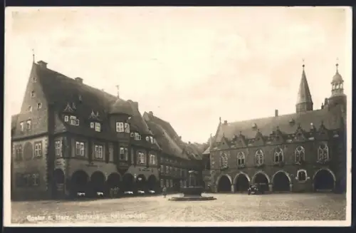 AK Goslar a. Harz, Rathaus und Hotel Kaiserworth