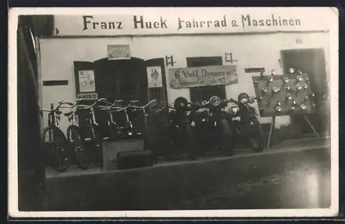 Foto-AK Franz Huck Fahrrad & Maschinen, Motorrad