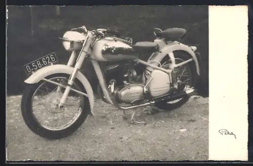 Foto-AK Motorrad Puch, Kennzeichen 0 58 626