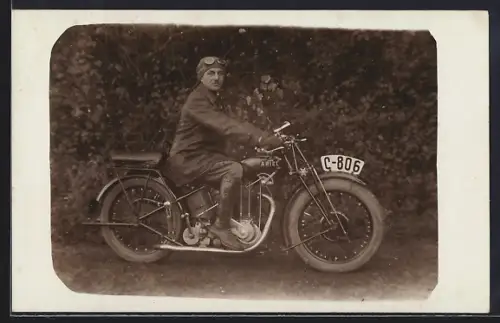 Foto-AK Motorrad Ariel, Kennzeichen C 806