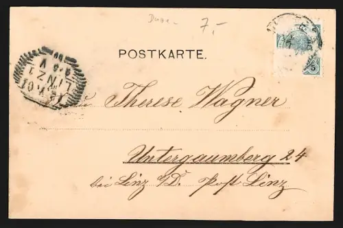 Künstler-AK St. Veit / Mühlkreis, Ortspartie mit Kaufhaus Mayer und Kirche