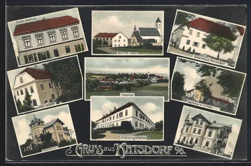 AK Katsdorf /O.Ö., Ployer`s Handlung, Gasthaus Reisinger, Gasthaus zur Linde, Villa Buchberger, Erholungsheim