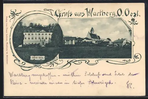 AK Wartberg /O. Oest., Schloss Haus, Ortsansicht mit Kirche