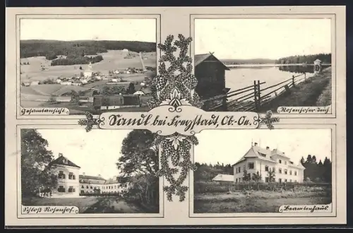 AK Sandl, Ortsansicht, Schloss Rosenhof, Rosenhofer Teich, Grosses Anwesen