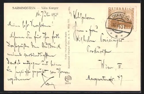 AK Sarmingstein, Villa Karger