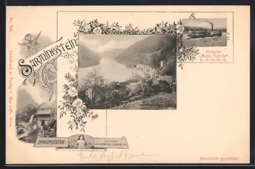 AK Sarmingstein, Ortsansicht, Dampfer Marie Valerie
