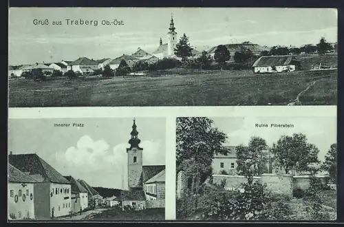 AK Traberg, Innerer Platz, Ruine Piberstein, Ortsansicht
