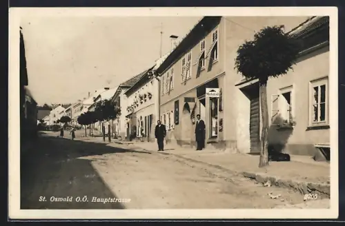AK St. Oswald /O. Ö., Benzin-Handlung in der Hauptstrasse