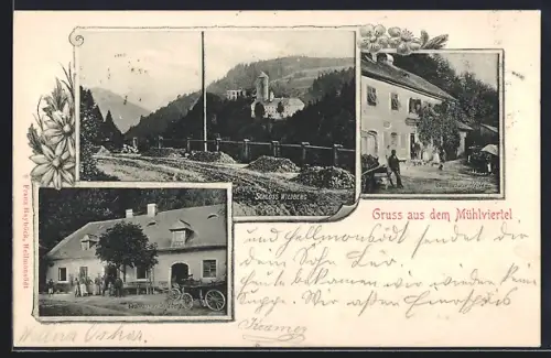 AK Zwettl i. Mühlviertel, Schloss Wildberg, Gasthaus zur Pfeife, Gasthaus z. Wildberg