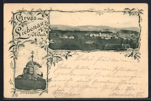 AK Liebenau /Ob. Oestr., Der Wachtstein, Ortsansicht aus der Vogelschau