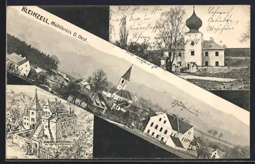 AK Kleinzell im Mühlkreis, Schloss Gneisenau, Ort mit Kirche
