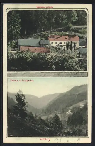 AK Kirchschlag bei Linz, Wildberg, Gasthaus Jelinek, Partie a. d. Haselgraben