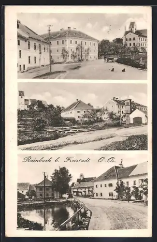 AK Rainbach, Strassenpartie am Teich