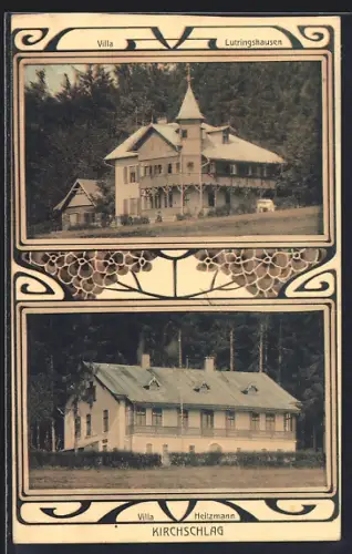 AK Kirchschlag bei Linz, Villa Lutringhausen und Villa Heitzmann