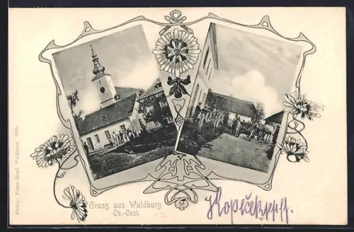 AK Waldburg /Ob.-Oest., Kirche und Strassenpartie