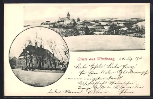 AK Windhaag, Ortsansicht aus der Vogelschau