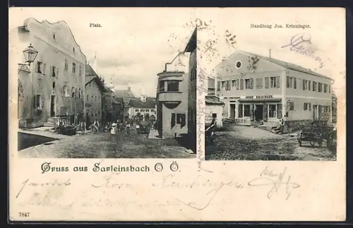 AK Sarleinsbach /O.-Ö., Handlung Jos. Krinninger, Platz