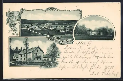 AK Sandl im Mühlviertel, Gasthaus Meyerhof-Rosenhof, Schloss Rosenhof
