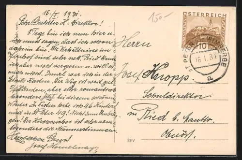 AK St.-Peter am Wimberg, Kröpls Handlung, Hauptplatz, Ortsansicht mit Kirche