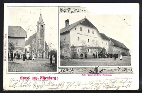 AK Altenberg, Josef Traunmüllers Gasthaus, Kirche
