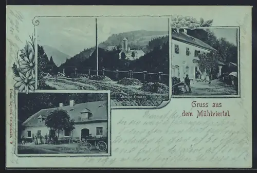 AK Zwettl i. Mühlviertel, Gasthaus zu Wildberg, Gasthaus zur Pfeife, Schloss Wildberg