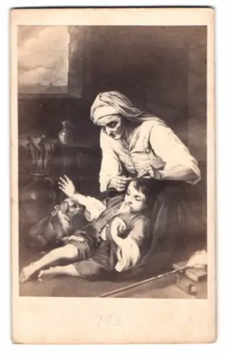 Fotografie unbekannter Fotograf und Ort, gemälde: Die sorgfältige Mutter, nach Murillo
