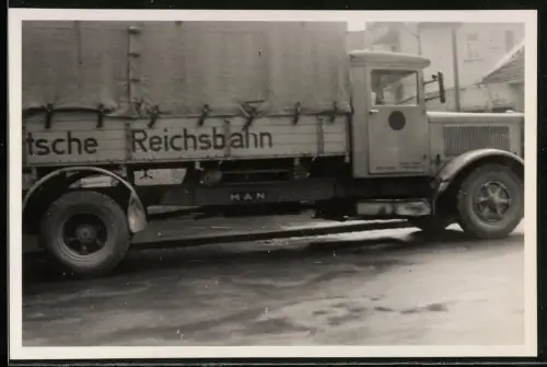 Fotografie Lastwagen MAN, LKW-Pritsche der Deutschen Reichsbahn