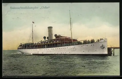 AK Passagierschiff Odin mit Passagieren an Deck