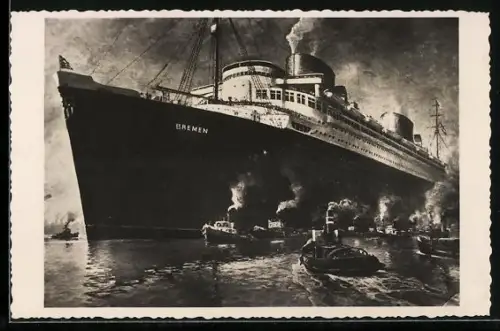 AK Passagierschiff Bremen mit Schleppern